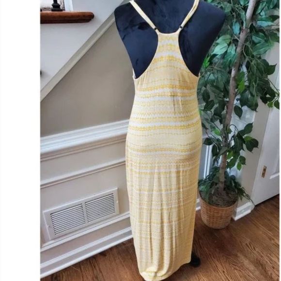 Carole Little Yellow and White Polyester V-Neck Sleeveless Print Maxi Size Small - Picture 14 of 14